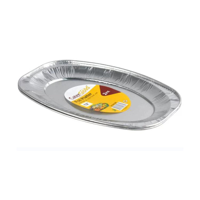 2 Pack 12 inch Oval Foil Platter Aluminium Serving Tray Oven Safe