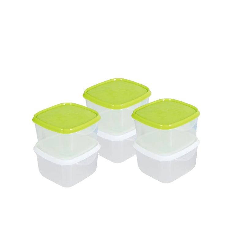 Mini Plastic Square Food Storage Containers with Lids 80 ml Pack of 6 - Random Colour