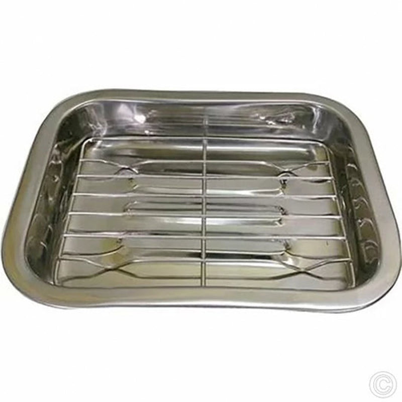 Stainless Steel Roasting Lasagne Tray with Handles and Rack Sizes 25cm 35cm 40cm