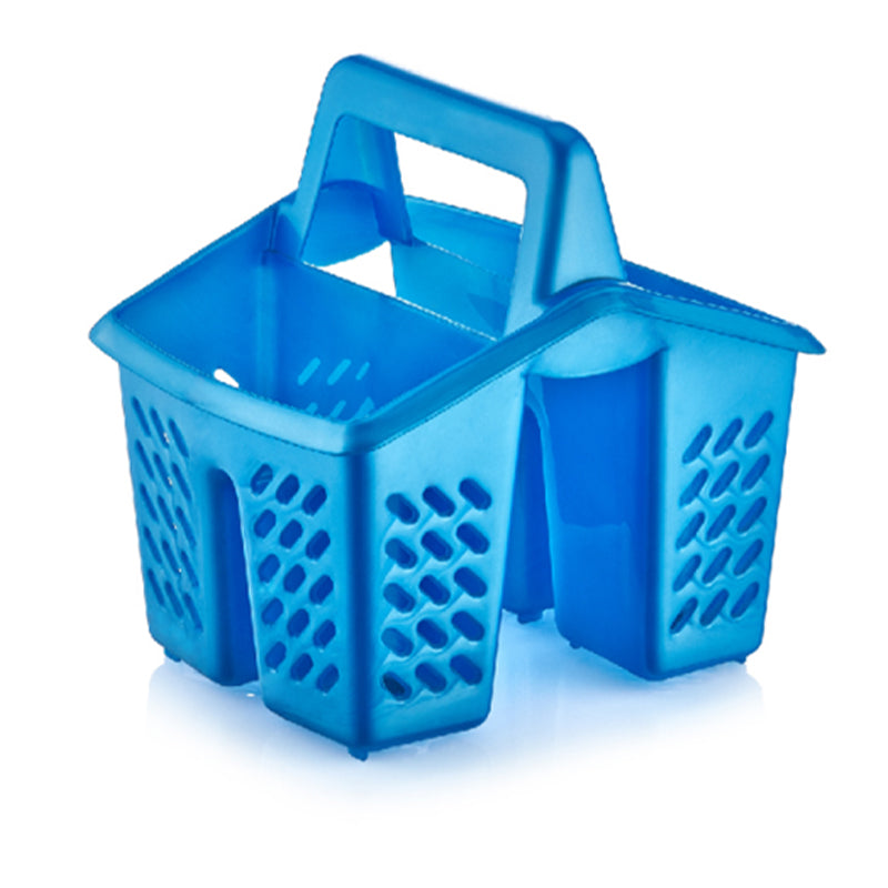 Plastic Utensil Cutlery Holder Basket 4 Sections with Handle 10 x 16 cm - Random Colour