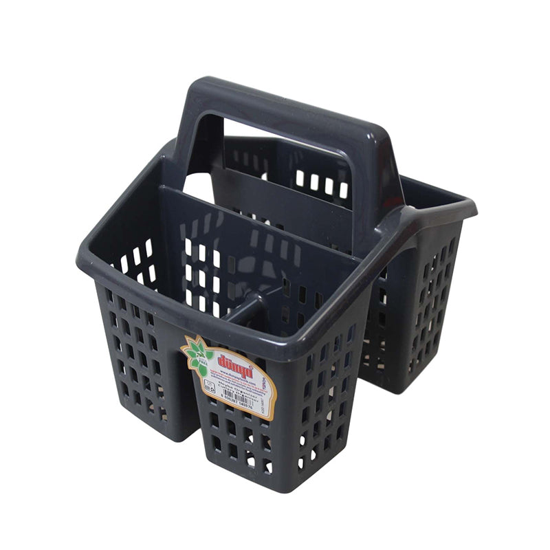 Plastic Utensil Cutlery Holder Basket 4 Sections with Handle 10 x 16 cm - Random Colour