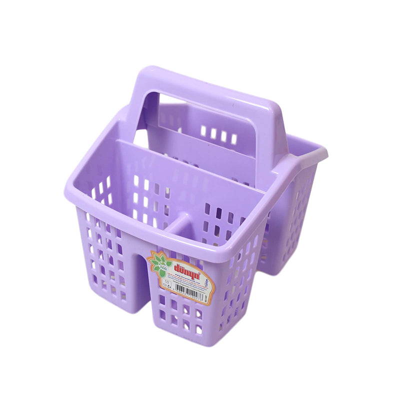 Plastic Utensil Cutlery Holder Basket 4 Sections with Handle 10 x 16 cm - Random Colour