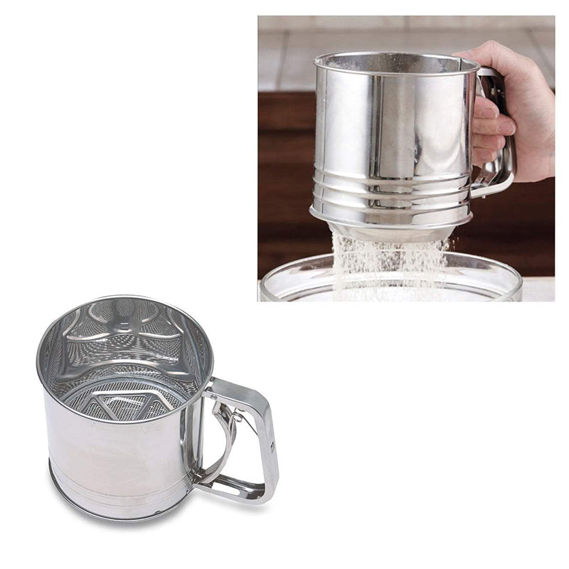 Stainless Steel Fine Flour Sifter with Easy Squeeze Trigger Handle 10 x 10cm