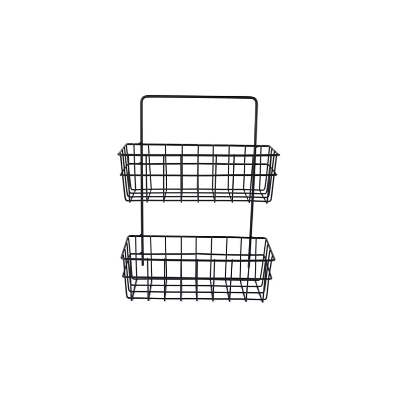 Metal Double Layer Rack Organizer Shelf for Home Bathroom Kitchen 33 x 20.5 x 8.5 cm - Random Colour