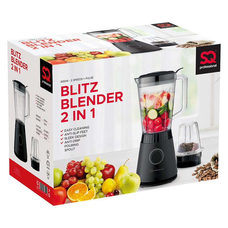 600W Professional 2 in 1 Blitz Blender and Grinder - Black