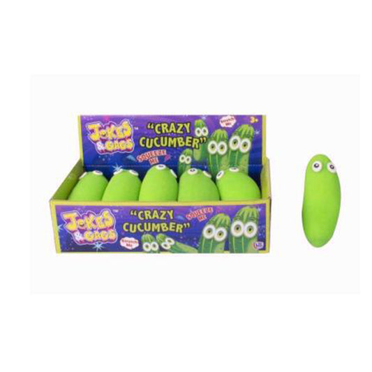 Soft Eyed Crazy Cucumber Squeeze Stretch Toy for Stress Relief