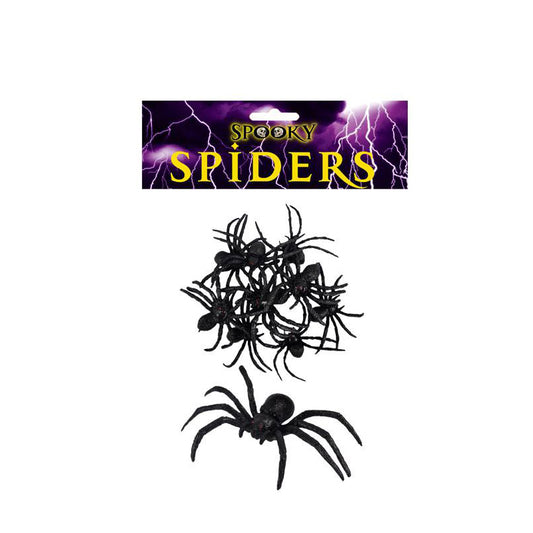 Black Spiders Props Prank Plastic Toy Spiders for Halloween Party Decoration 8cm