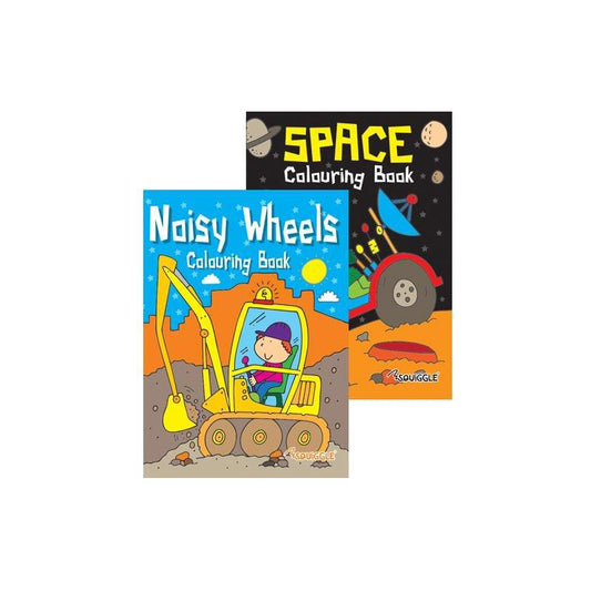 Space and Noisy Wheels Colouring Book Boys Fun Activity Book