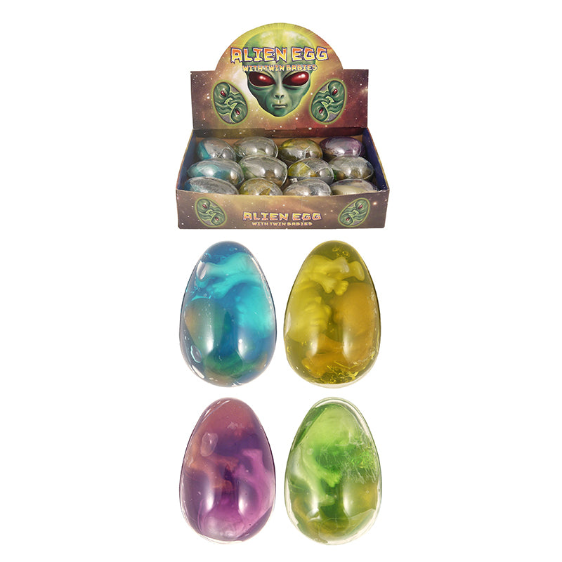 Kids Alien Extinct Putty Eggs With Baby Twin Aliens 8.5 x 5.3cm - Random Colour