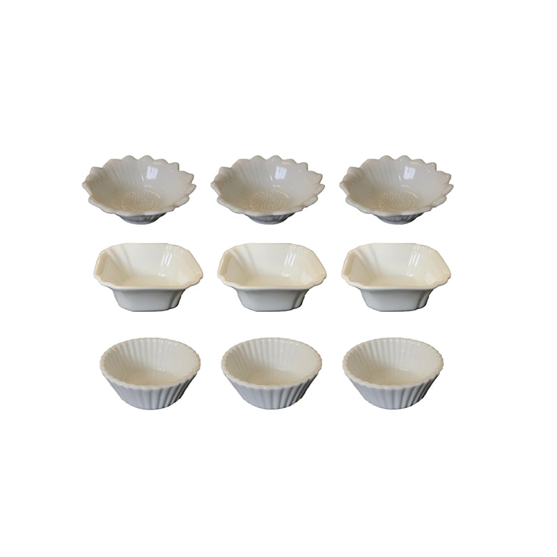 7 cm Small Porcelain Appetiser Sauce Dish Bowl Pack of 3 Assorted Designs - Random Sent