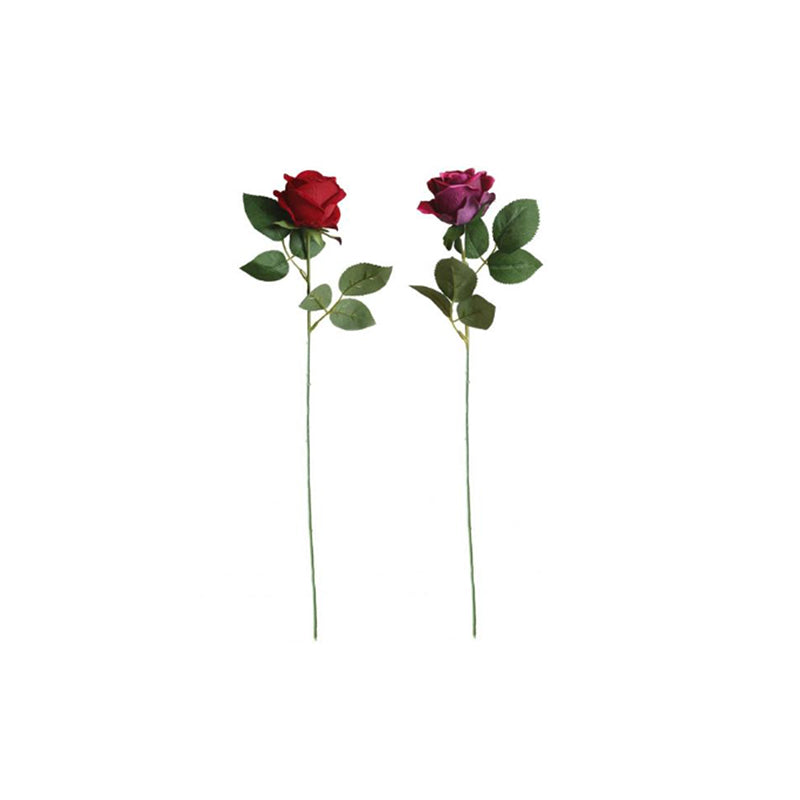 50 cm Plastic Artificial Fake Roses Flowers Single Stem Velvet Petals - Random Colour