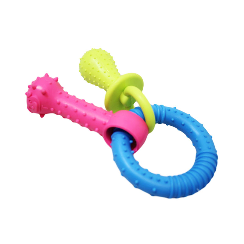 Pet Dog Chewing Toy Dummy Ring with Bone - Random Colour