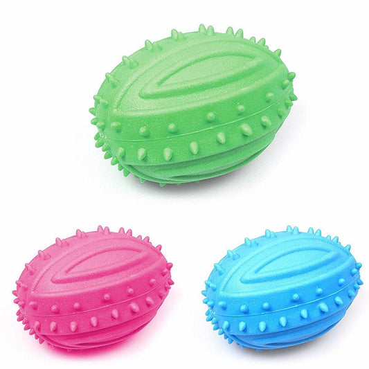 13 cm Squeaky Rugby Shaped Ball Toy for Pet Dog - Random Colour