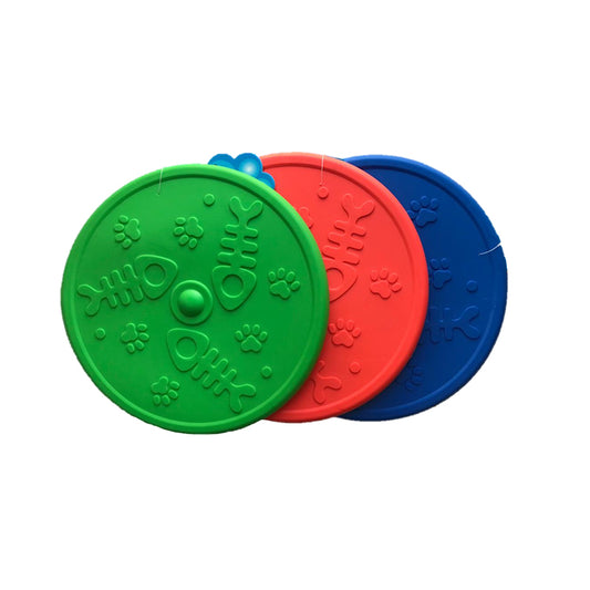 Pet Dog Toy Silicone Rubber Frisbee Flying Disc - Random Colour