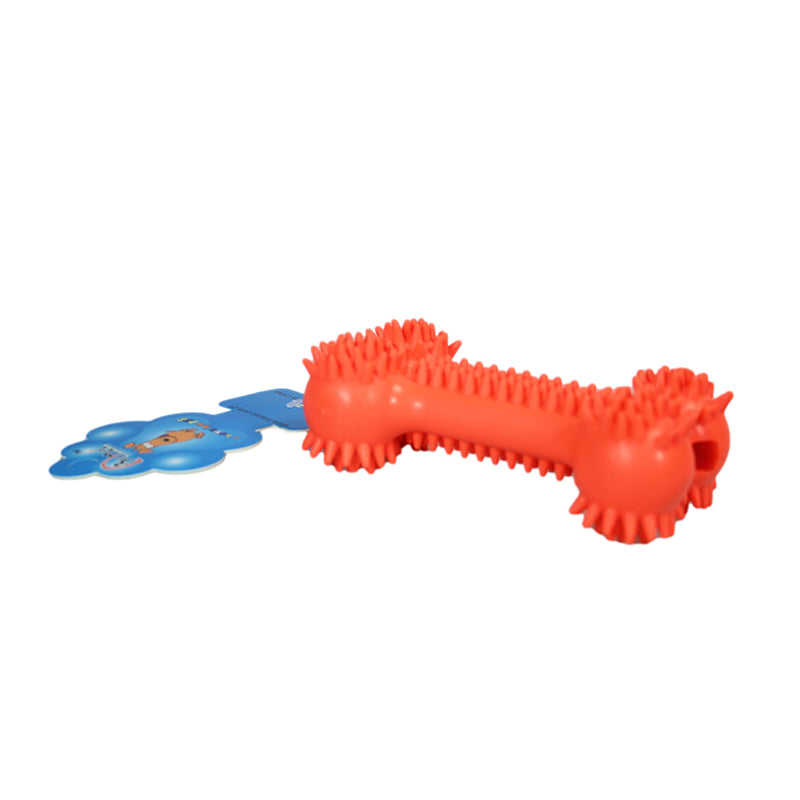 Rubber Spikey Dog Bone Fetching Teething Dog Bone Toy 13 cm - Random Colour