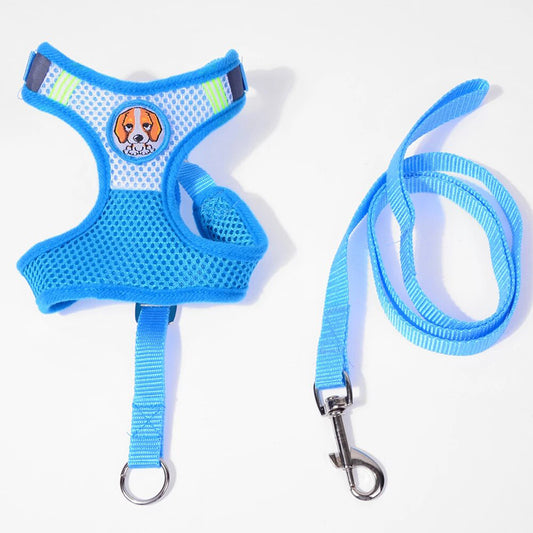 93cm Dog Leash Reflective with Soft Harness Vest Size Medium - Random Colour