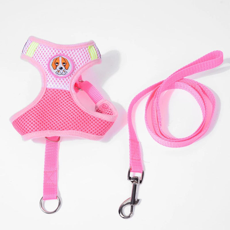 93cm Dog Leash Reflective with Soft Harness Vest Size Medium - Random Colour