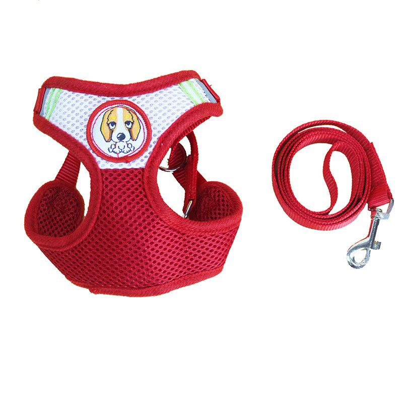 93cm Dog Leash Reflective with Soft Harness Vest Size Medium - Random Colour