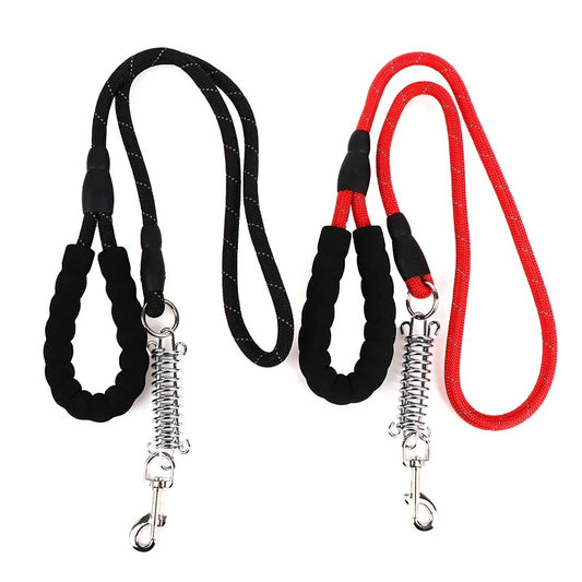 Dog Leash Rope with Foam Grip Steel Spring Buckle Clip - Random Colour