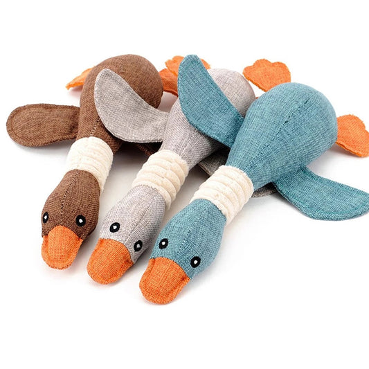 Soft Toy Duck Goose Playing Fetch Teething Pets Toy for Cats Dogs 30 x 7cm - Random Colour