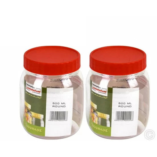 500 ml Plastic Kitchen Pet Food Storage Jar Pack of 2