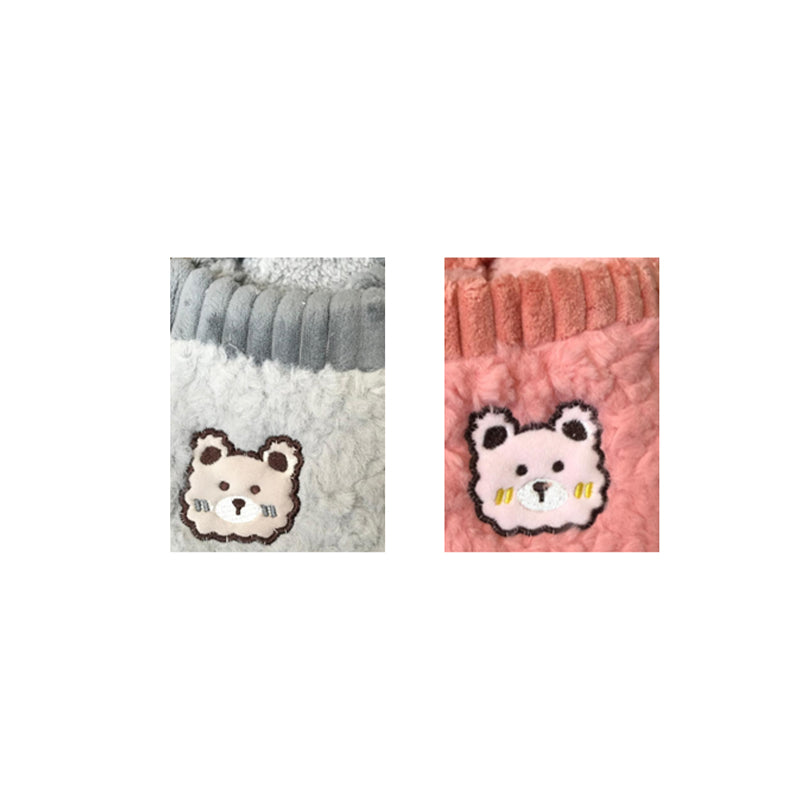 Indoor Fuzzy House Slippers with Bear Design Assorted Sizes - Random Colour