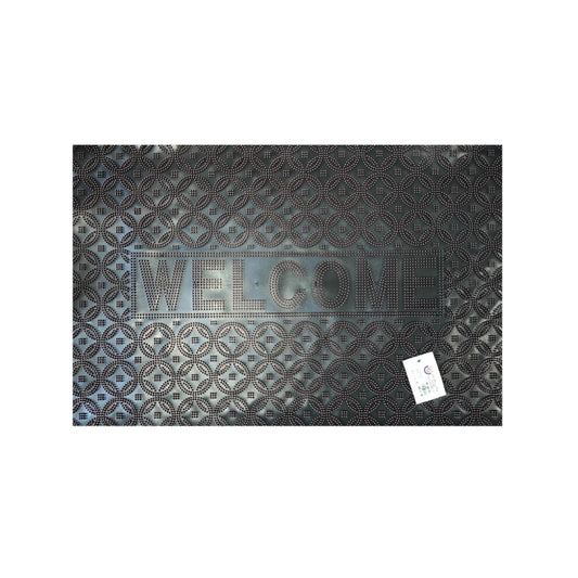 Rectangular Rubber Door Mat Welcome Door Mat 37.5 x 57.5 cm - Random Colour