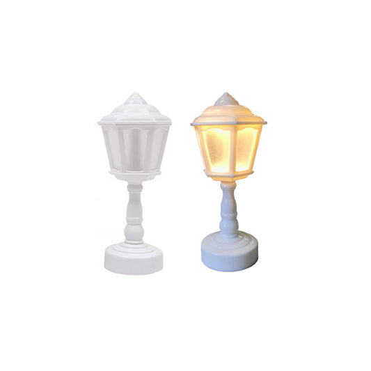 6 x 6 x 13.5 cm Mini LED White Plastic Battery Operated Vintage Style Nightstand Table Lamp