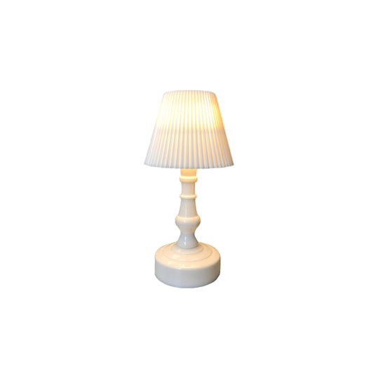 6.5 x 6.5 x 13.5 cm Mini LED White Plastic Battery Operated Vintage Style Nightstand Table Lamp