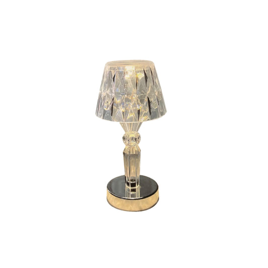 8.1 x 8.1 x 17.5 cm LED Transparent Plastic Battery Operated Nightstand Table Lamp with Gold Base