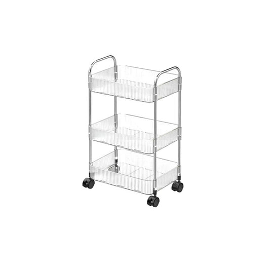 Plastic 3 Tier Transparent Storage Rack Trolley with Wheels 35 x 23 x 66 c