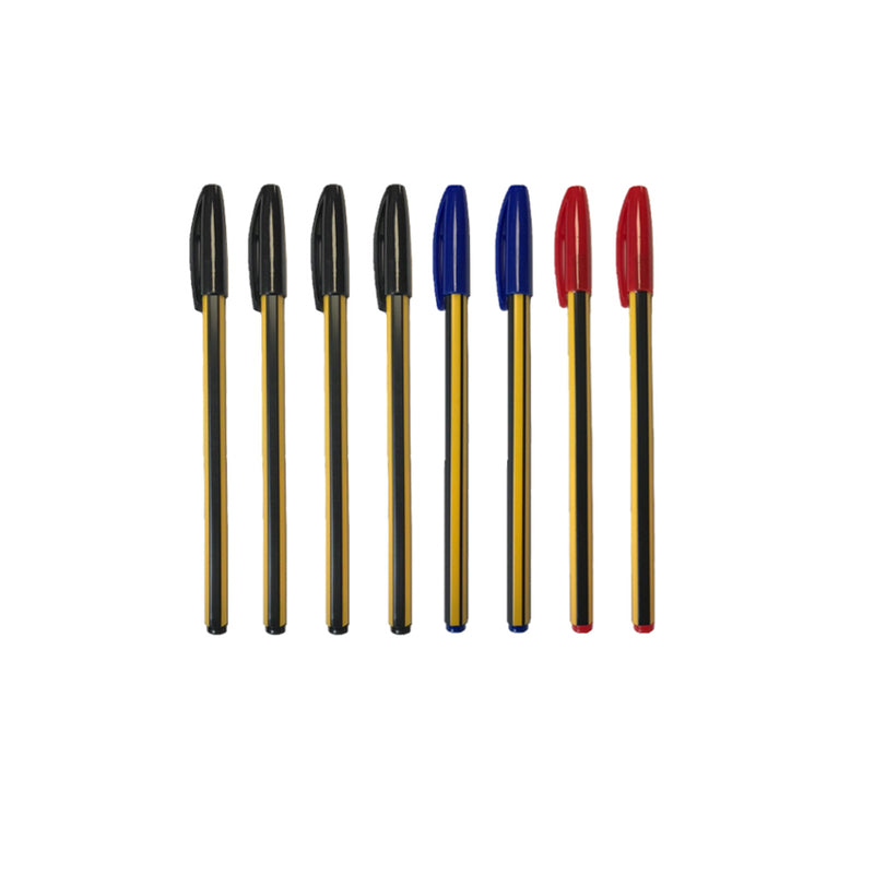 Ballpoint Pens with Pull Cap Pack of 8 - Random Colour