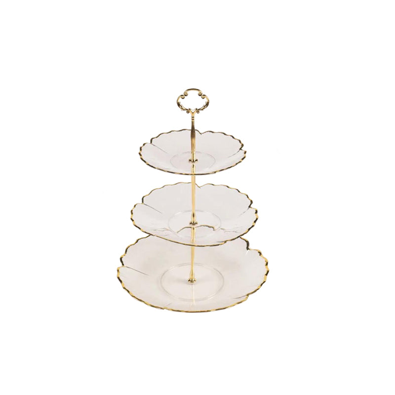 36 cm Transparent Plastic 3 Tiered Patisserie Afternoon High Tea Dessert Cake Stand with Flower Petal Design