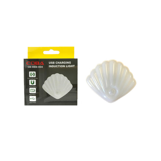 Plastic Motion Sensor Night Light Seashell USB Rechargeable Night Light 7.5 x 8.5 cm