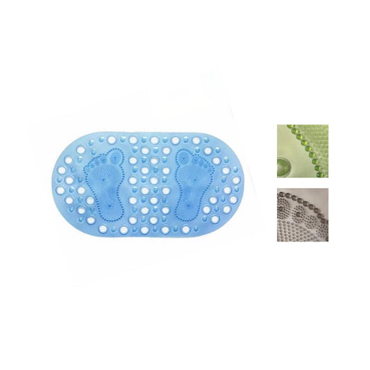 Oval Anti-Slip Bathroom Shower Bath Mat with Feet Design 66 x 35 cm - Random Colour