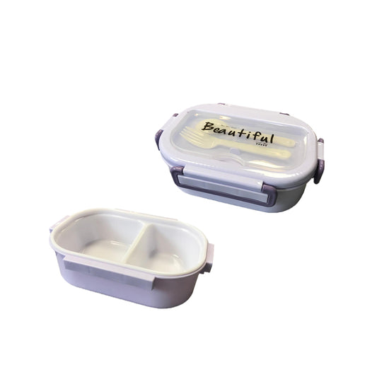 Plastic Lunch Box with Cutlery 21 x 15 x 7 cm - Random Colour