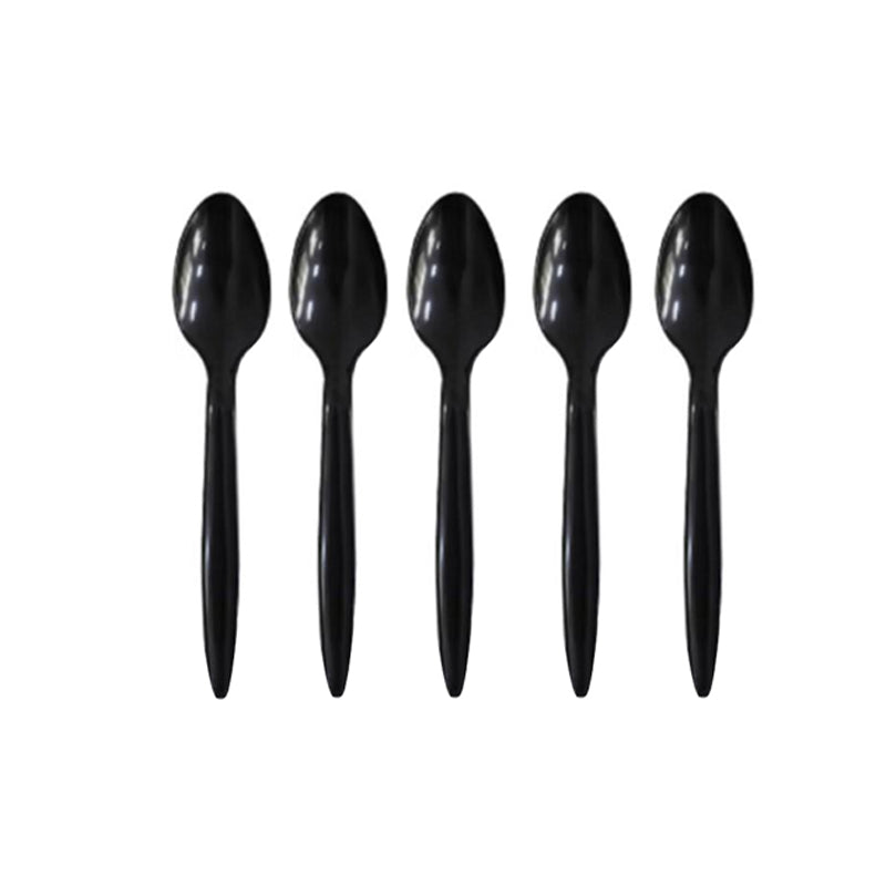 Reusable Plastic Spoons Serving Spoon Pack of 100 - Black