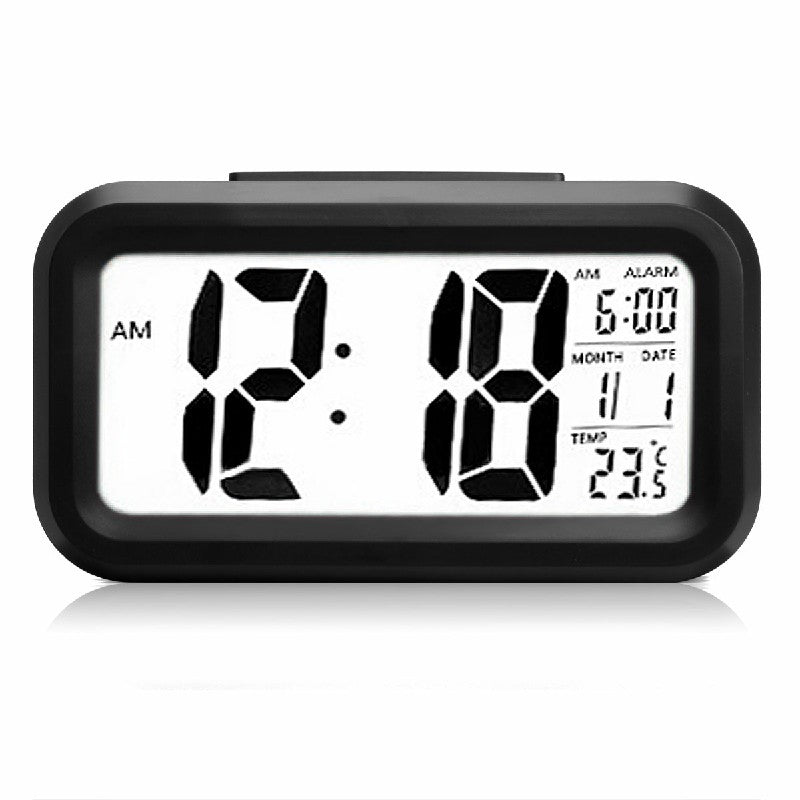 5.3 Inch Smart Simple Silent LED Digital Alarm Clock w/ Date Temp Display -Black