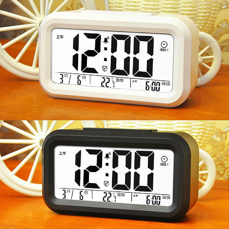 5.3 Inch Smart Simple Silent LED Digital Alarm Clock w/ Date Temp Display -Black