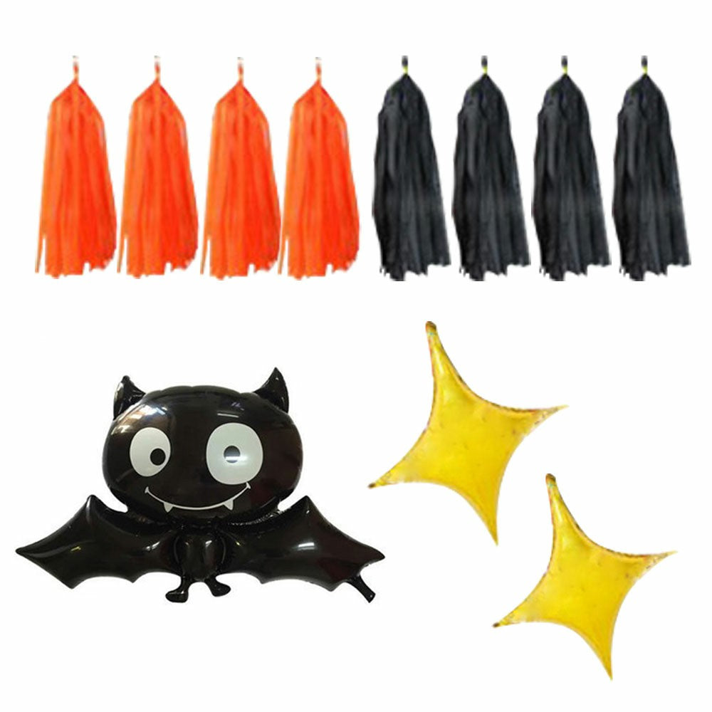 Halloween Decoration Bat Balloon Polka Dot Latex Balloons Letter Tassel Four-pointed Star