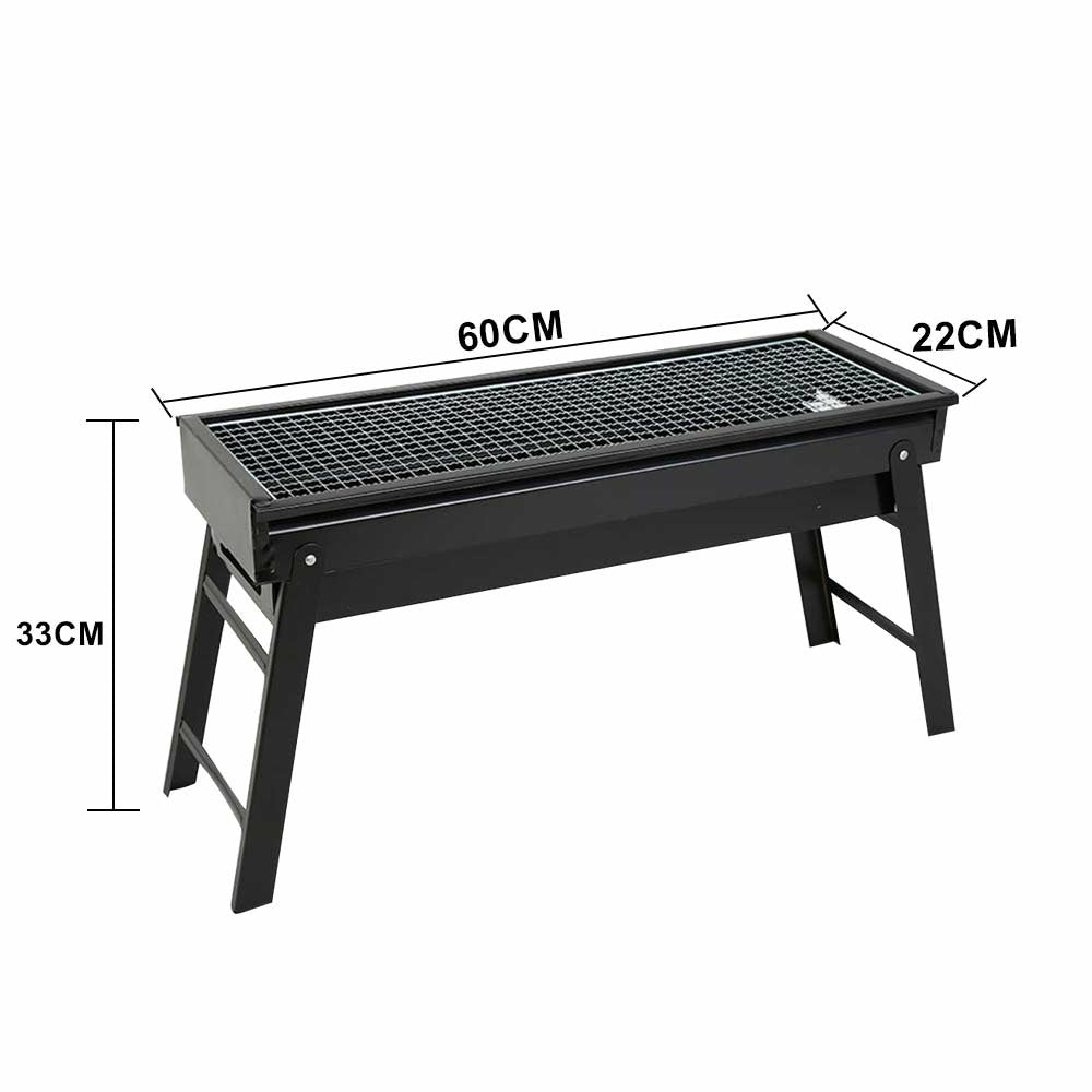 Large BBQ Steel Charcoal Barbecue Grill Collapsible Pullable Portable Outdoor Picnic Cooking Stove - Size L