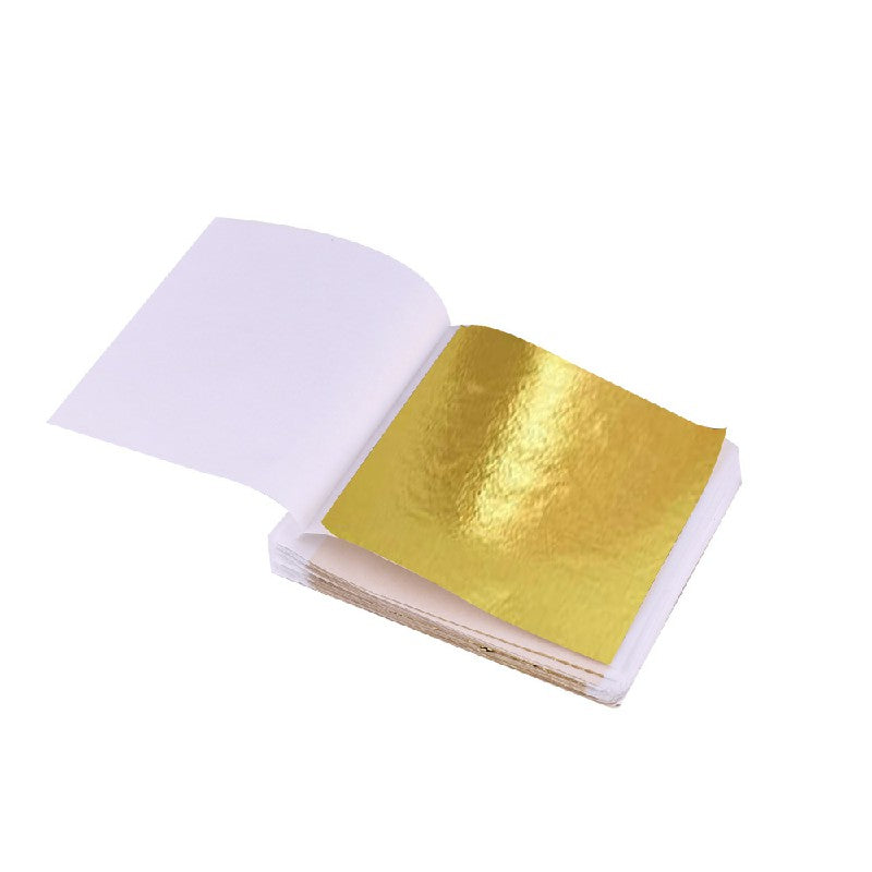 100 PCS Gilding Foil Sheets DIY for Decoration of Ceiling Gold Crafts Furniture Buddha Statue and Temple - Gold