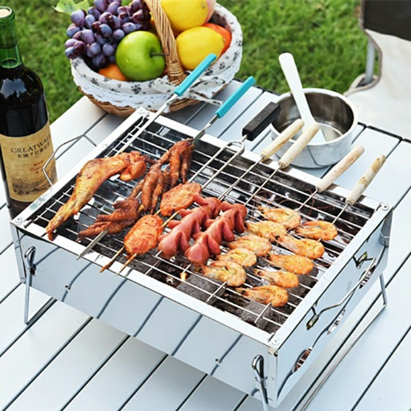 Folding BBQ Barbecue Grill Portable Charcoal Stove for Camping Garden Outdoor - Small Size