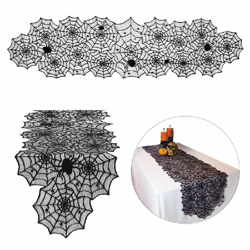 Halloween Table Cloth Fireplace Party Window Spider Web Cobweb Decoration