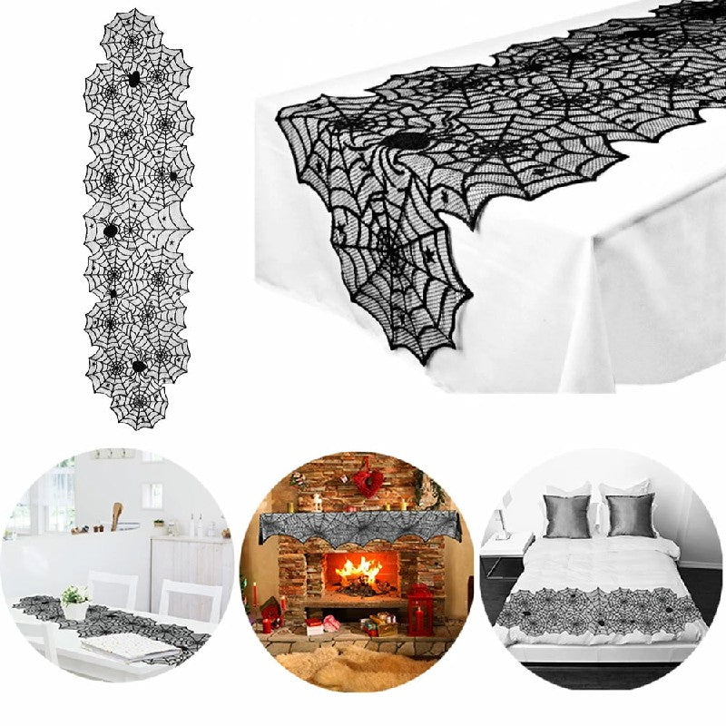 Halloween Table Cloth Fireplace Party Window Spider Web Cobweb Decoration