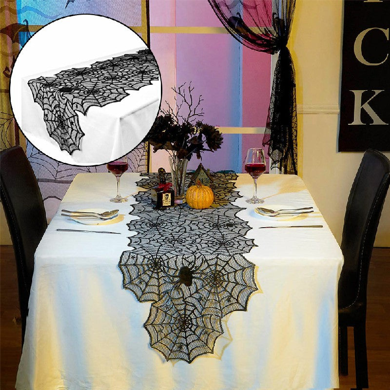 Halloween Table Cloth Fireplace Party Window Spider Web Cobweb Decoration