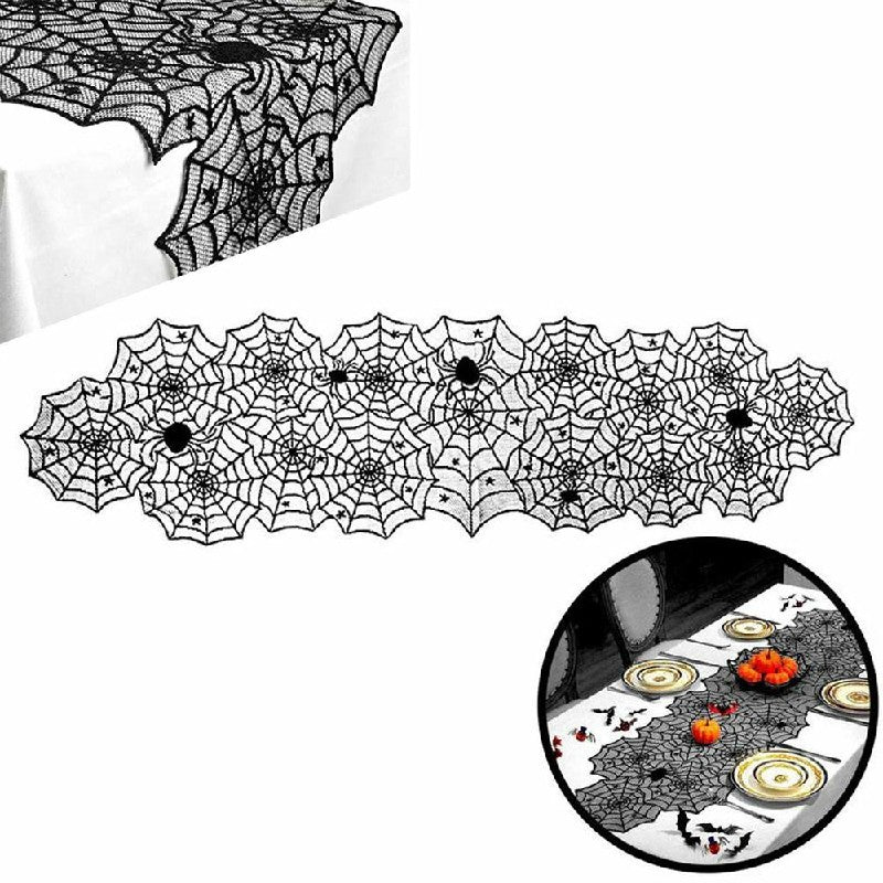 Halloween Table Cloth Fireplace Party Window Spider Web Cobweb Decoration