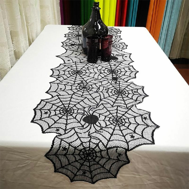 Halloween Table Cloth Fireplace Party Window Spider Web Cobweb Decoration