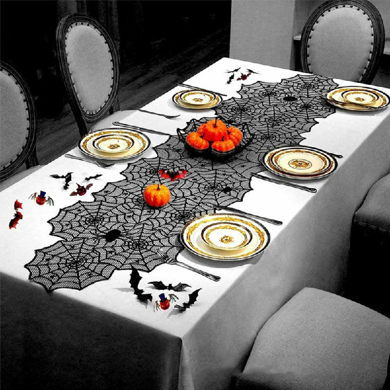 Halloween Table Cloth Fireplace Party Window Spider Web Cobweb Decoration