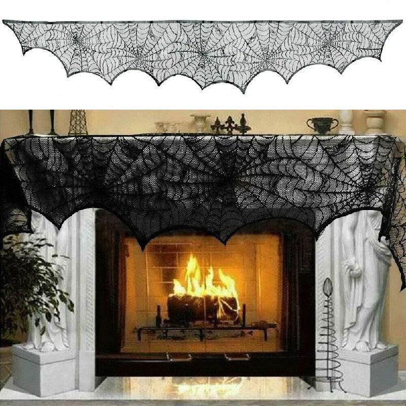 Large Black Lace Spider Cloth Design Halloween Fancy Dress Party Decoration